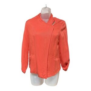Barneys New York Women Coral Orange Asymmetrical Zip Collar Jacket Size 4
